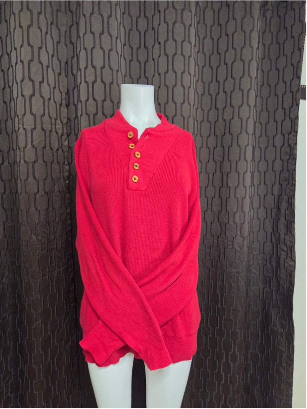 Women's Eddie Bauer Red Button-Front Sweater, Size L